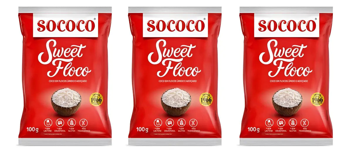 Coco Ralado Sococo Umido e Adocado (3x100g)